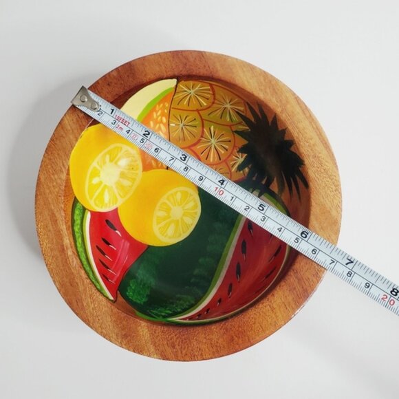 Handcrafted Vintage Wood Acapulco Mexico Tropical Fruit Bowl Trinket Dish - Picture 5 of 6